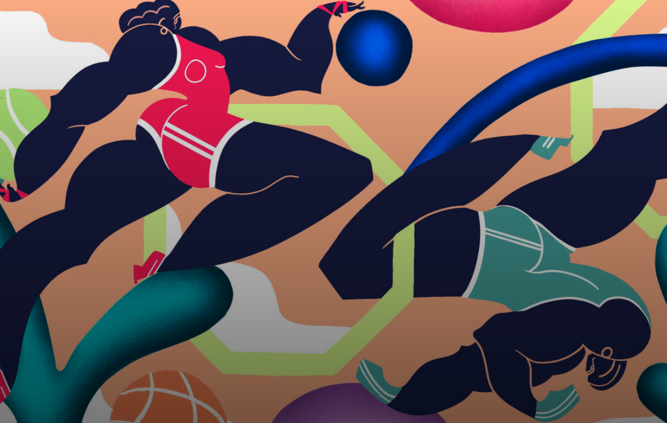 Illustration of basketball players by Kelly Anna
