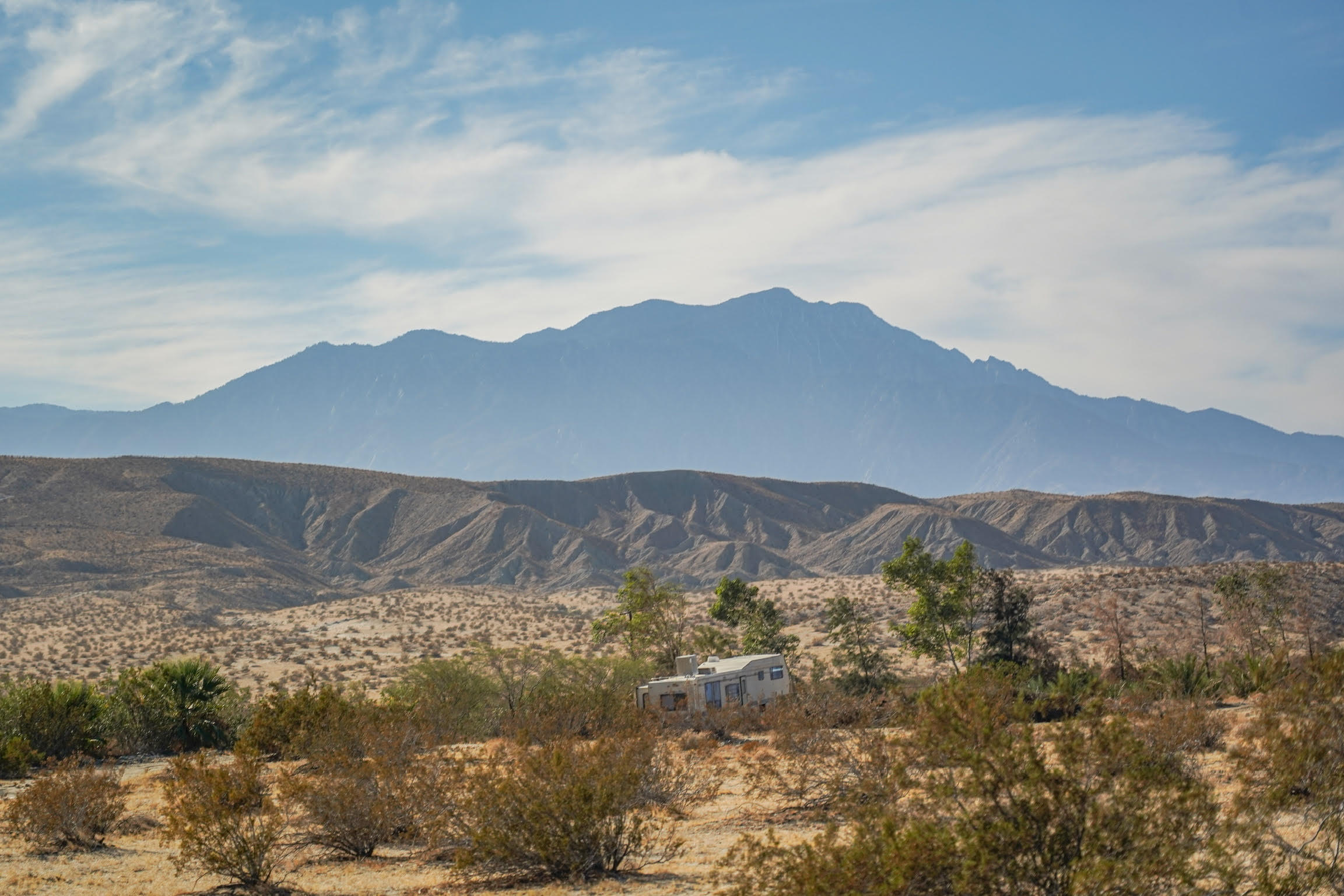 Desert with mountain range